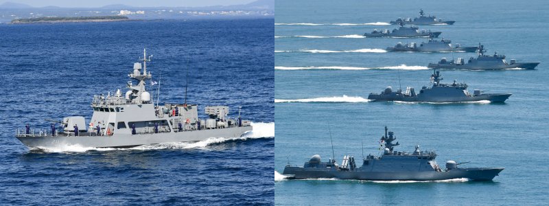 동·서·남해에서 30여 년간 우리 바다를 굳건하게 수호했던 호위함 전남함·제주함, 초계함 속초함·영주함, 참수리 321·322·323·325호정 등 해군 함정 8척이 30일 현역에서 물러나고 더욱 강력한 군함으로 세대교체된다. 130톤급 참수리 고속정(왼쪽)은 더욱 강력해진 전투능력을 보유한 450톤급 유도탄고속함(오른쪽)으로 대체된다. 사진=해군 제공