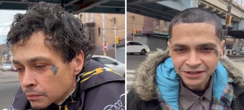 [서울=뉴시스] 조슈아가 이달 5일 무료 이발을 해 준 익명 노숙자의 전후 모습 (사진출처: 임파워링 컷 SNS 캡처) 2023.01.09. *재판매 및 DB 금지