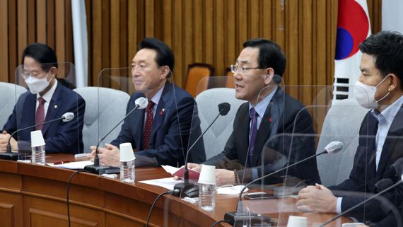 국민의힘 주호영 원내대표가 10일 오전 서울 여의도 국회에서 열린 원내대책회의에서 발언하고 있다. 사진=서동일 기자