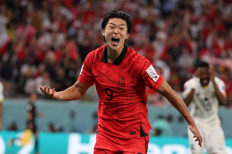 한국 축구대표팀 공격수 조규성. 그는 한국 유일의 월드컵 멀티골 주인공이다 (뉴스1)