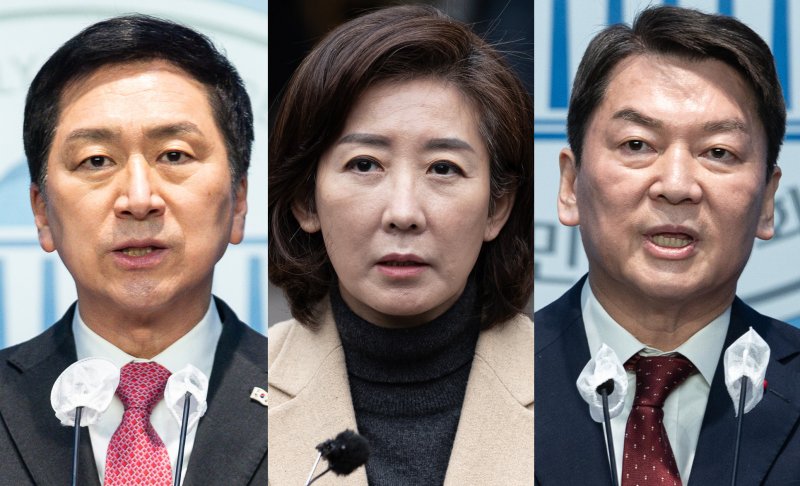 (왼쪽부터) 김기현 의원, 나경원 전 의원, 안철수 의원. ⓒ News1 /사진=뉴스1