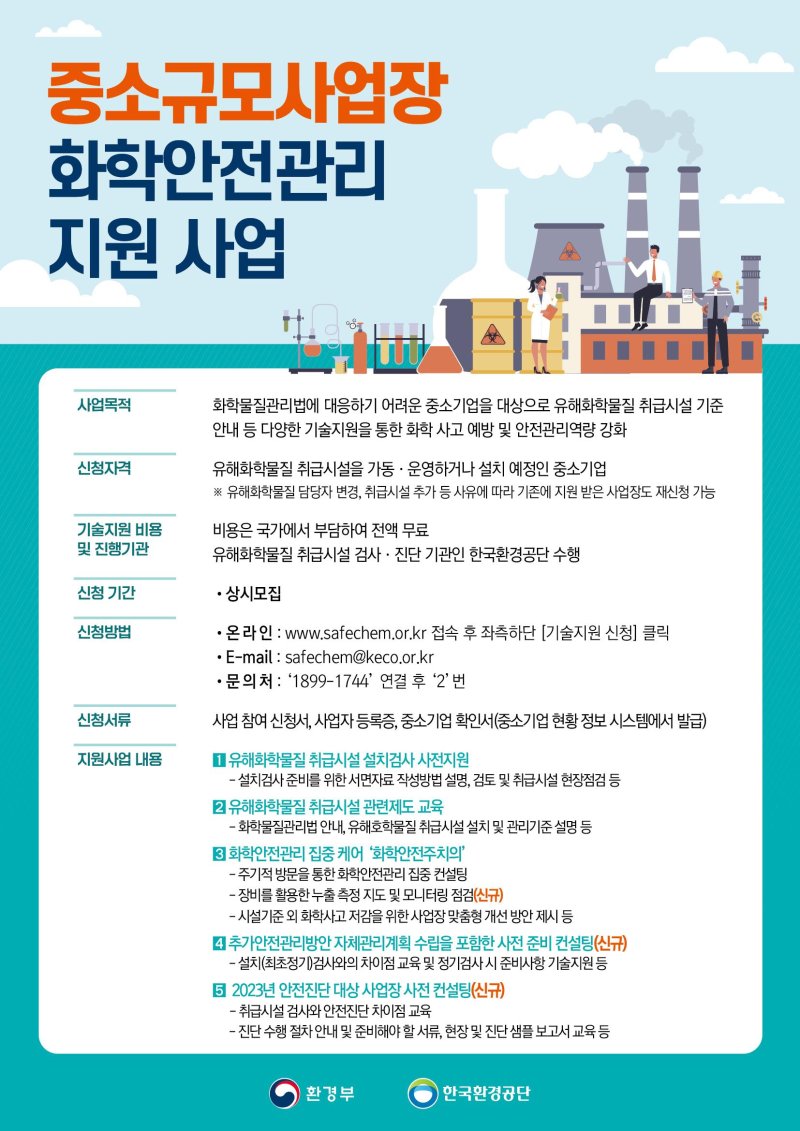 환경부, 유해화학물질 취급 중소기업 기술지원