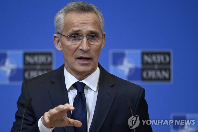 NATO Secretary General Jens Stoltenberg gestures as he addresses media after a meeting of the North Atlantic Council, following yesterday's explosion in Eastern Poland close to the border with Ukraine, at the Nato headquarters in Brussels on November 16, 2022. - Stoltenberg said on November 16, 2022