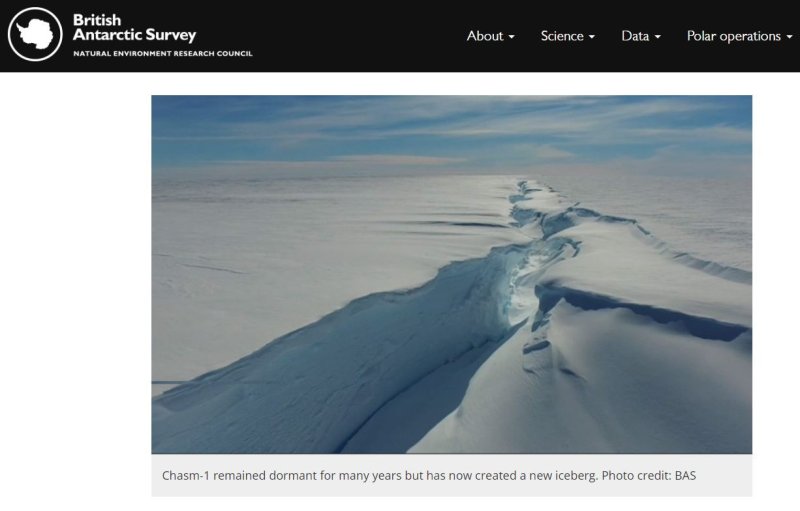 23일(현지시간) 영국 남극연구소가 발표한 보도자료. (BAS 누리집 갈무리)