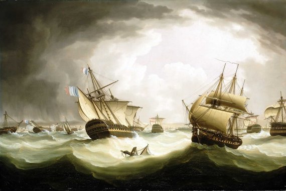 프랑스 해군이 트라팔가 해전에서 전멸당한 모습을 그린 그림. 사진=위키피디아.