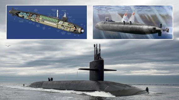 오하이오급 전략 핵잠수함(SSBN) USS 테네시, 미국은 오하이오급 핵잠수함을 14척 보유하고 있다. 핵연료 재보급 없이 9년간 기동 가능하며 최고속도는 잠항시 20노트(37.04km/h) 이상이다. SLBM(트라이던트-2 D5)을 탑재할 수 있는 발사관 22개를 갖추고 있다. SLBM 1발당 각각 8∼12개의 독립 목표 재돌입 탄두(MIRV)가 들어있다. 사거리 1만3천㎞, 100kt(1kt=TNT 1천t의 폭발력) 위력의 핵탄두를 총 154발 탑재해 한 척으로 웬만한 국가를 소멸시킬 수 있다는 평가를 받는다. 자료=내셔널 인터