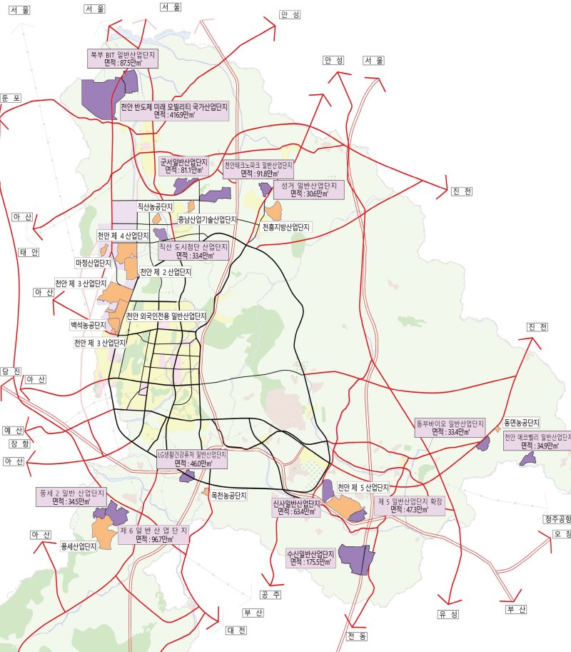 천안시 산업단지 위치도.(천안시청 제공)