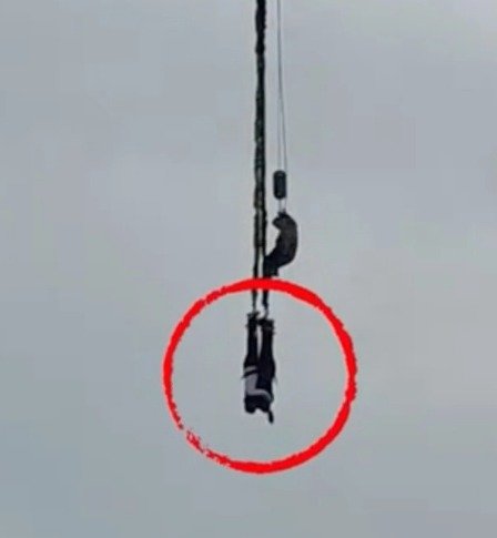 위에서 빨간 원 속에 있는 커플에 접근하고 있는 관리인 - 웨이보 갈무리