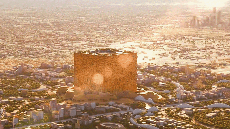 사우디아라비아가 도심 확장 프로젝트 '뉴 무라바'의 일환으로 건설할 예정인 큐브형 건물 '무카브' /영상=PIF