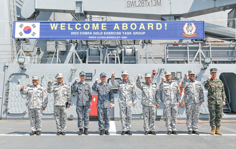 태국에 입항한 우리 군 '코브라골드' 훈련전대. 사진=해병대 제공