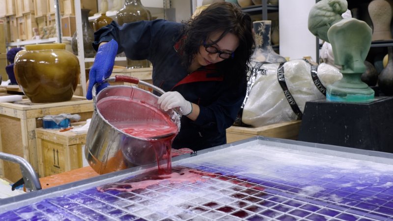 신미경 작가의 '라지 페인팅 시리즈' 작업 모습 [코리아나미술관 제공. 재판매 및 DB 금지]