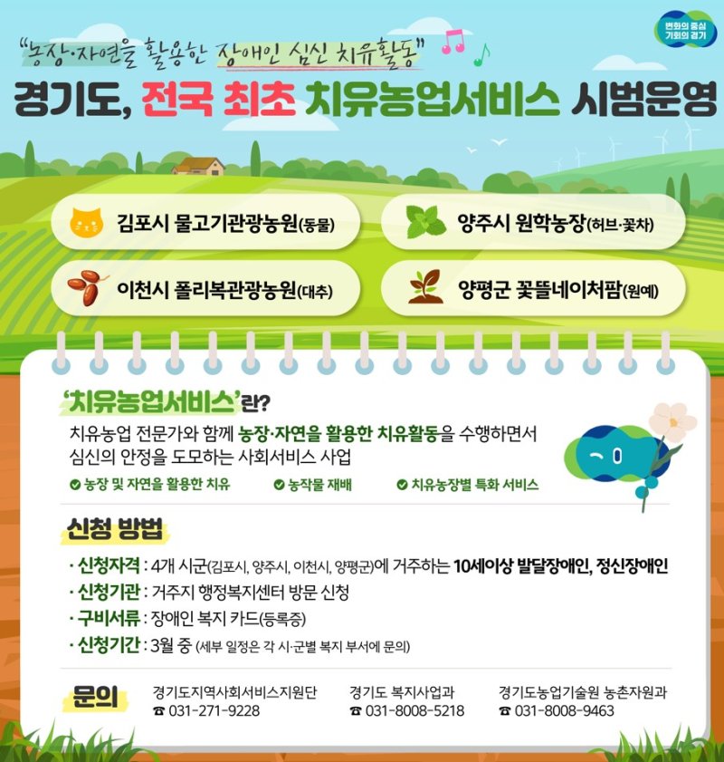 경기도, 전국 최초 '장애인 치유농업서비스' 시범운영