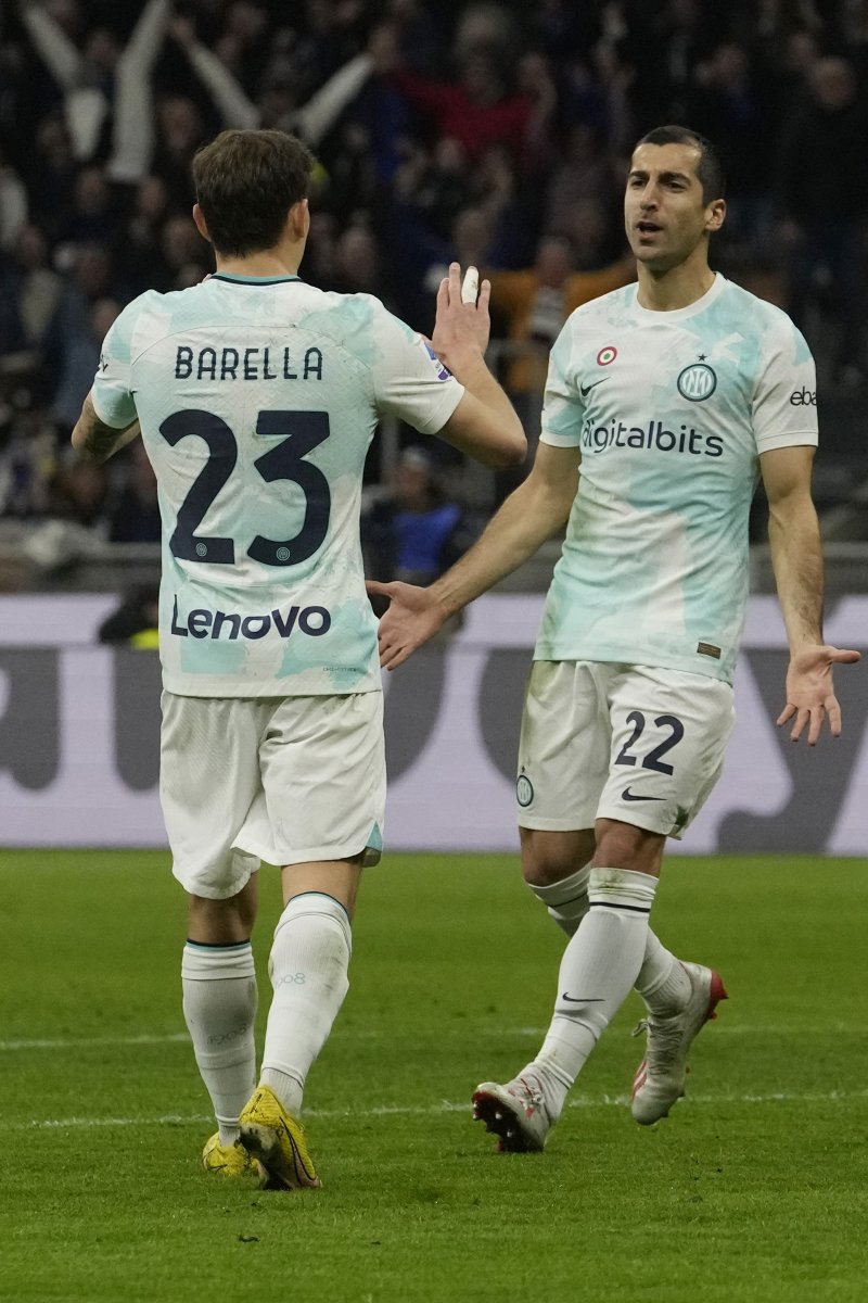 [밀라노(이탈리아)=AP/뉴시스] 레체전에서 선제 결승골 넣은 인터밀란 미키타리안. 2023.03.06.