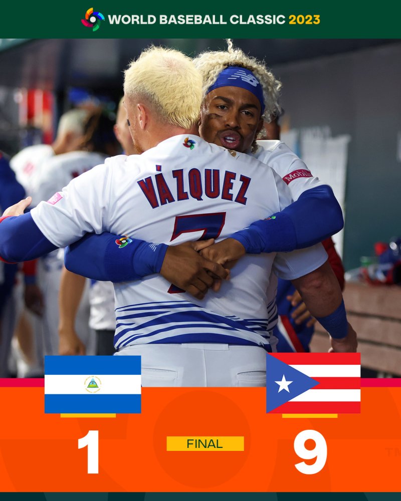푸에르토리코가 니카라과를 9-1로 꺾었다.(WBC SNS 캡처)
