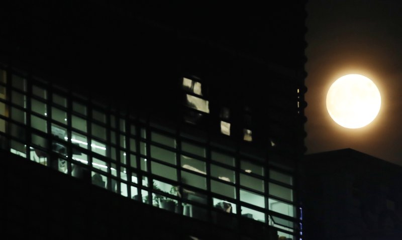 서울 종로구 도심 빌딩 위로 보름달이 떠오르고 있는 모습. (사진은 기사 내용과 직접적인 관련 없음) ⓒ News1 송원영 기자