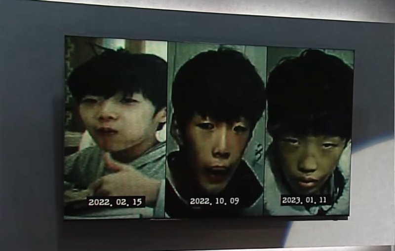 인천 초등생 A군(11)이 사망하기 1년 전 사진(맨 왼쪽)과 사망 한 달 전 사진. (SBS '그것이 알고싶다' 갈무리)
