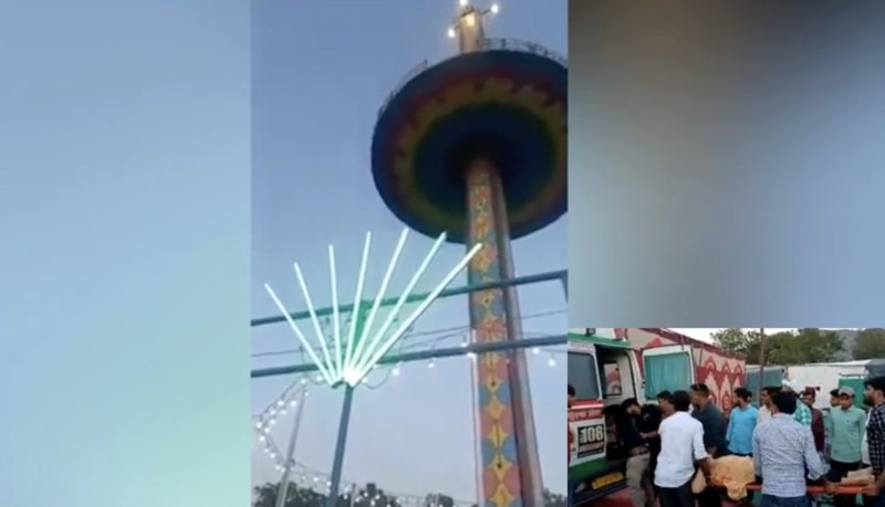 인도의 한 축제에서 고층 놀이기구의 케이블이 끊어져 추락하는 사고가 21일(현지시간) 발생했다. /사진=뉴시스
