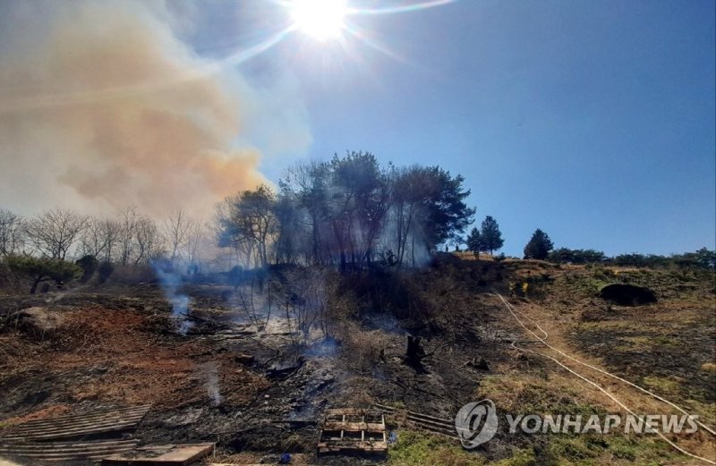 순창 야산에서 산불 순창 야산에서 산불 (순창=연합뉴스) 31일 오전 11시 38분께 전북 순창군 팔덕면 한 야산에서 불이 나 연기가 치솟고 있다. 2023.3.31 [산림청 제공. 재판매 및 DB금지] jaya@yna.co.kr (끝)