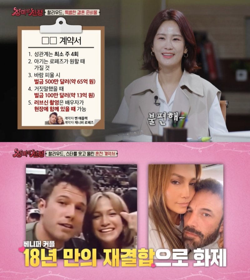 "부부관계 주 4회, 외도 벌금 65억"…로페즈♥애플렉 '혼전 계약서'