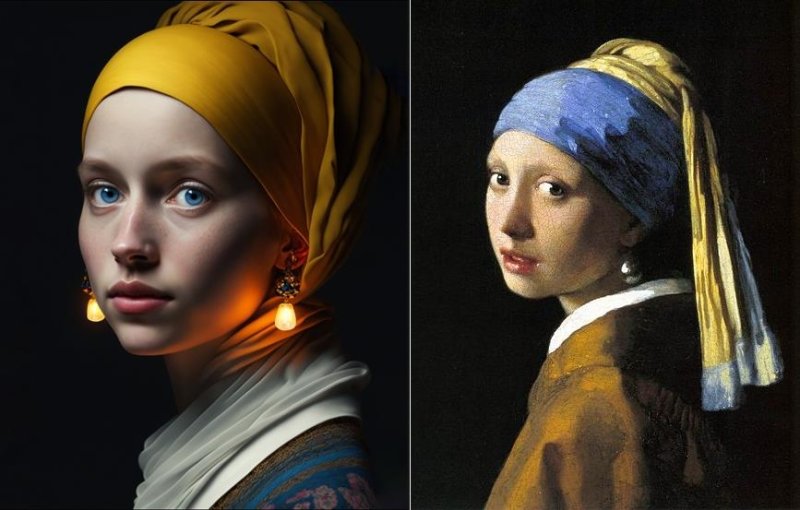 네덜란드 헤이그의 마우리츠하위스 미술관이 진행한 얀 페르메이르의 '진주 귀걸이를 한 소녀' 의 모작 공모 전시 이벤트에서 AI가 그린 작품이 논란이 됐다. 율리안 판디컨 인스타그램 캡처