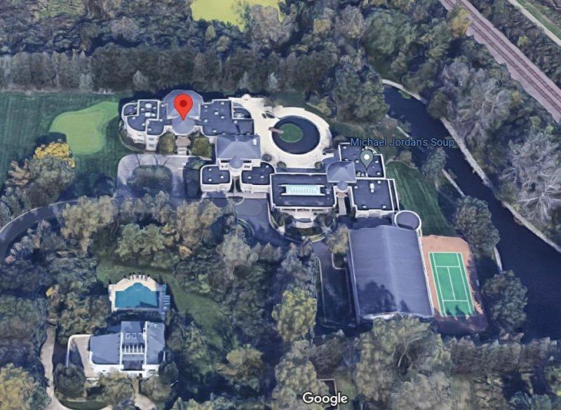 미국 시카고 교외 도시 마이클 조던의 저택 조감도 [구글맵 캡처. 재판매 및 DB 금지]