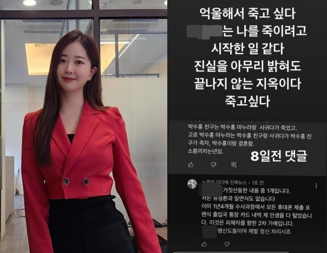 박수홍 아내 김다예, 루머 댓글에 2차 가해 반박