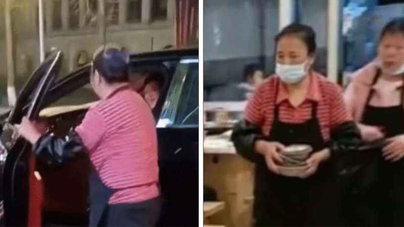 [서울=뉴시스] 중국 쓰촨성 청두의 한 식당 종업원이 고급 자동차 벤틀리를 타고 출근하는 장면이 소셜미디어 웨이보에 지난 1일 올라와 화제가 됐다. (사진=중국 소셜미디어 웨이보)2023.04.10. *재판매 및 DB 금지
