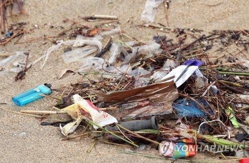 해변에 밀려온 플라스틱 쓰레기 [연합뉴스 자료사진]