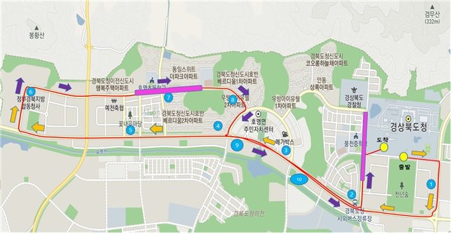 [안동=뉴시스] 자율주행버스 운행 노선 *재판매 및 DB 금지