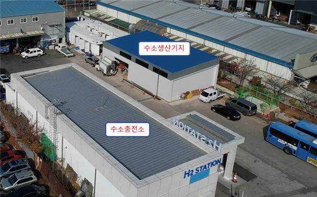 인천시는 18일 수소 공급의 안정성을 확보하기 위해 중구 신흥동 신흥교통 시내버스 차고지에 수소생산기지를 구축했다.