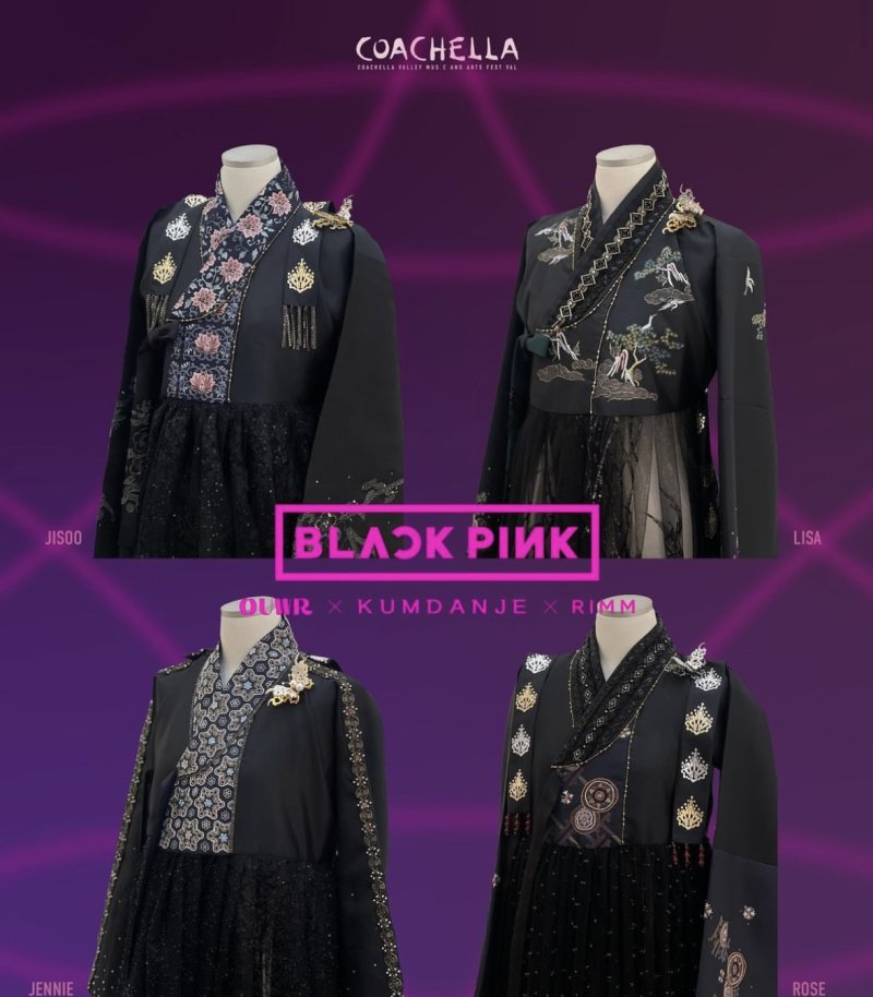 [서울=뉴시스] 블랙핑크가 코첼라에서 입은 한복 의상. 2023.04.19. (사진 = 오우르(OUWR) 인스타그램 캡처) photo@newsis.com *재판매 및 DB 금지