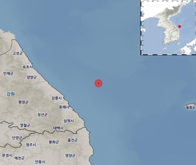 강원 동해시 북동쪽 54km 해역 지진 발생지점. /사진=뉴스1