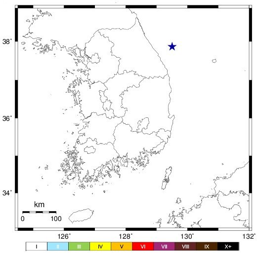 지난 26일 오전 강원 동해시 해역에서 규모 2.2 수준의 지진 발생했다. /사진=기상청 제공, 뉴스1