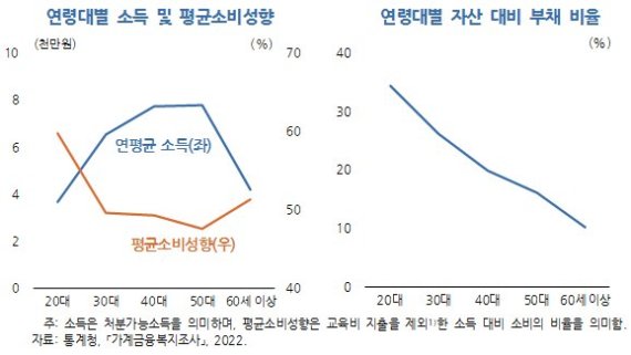 생애주기별 소득과 부채 /자료=한국개발연구원