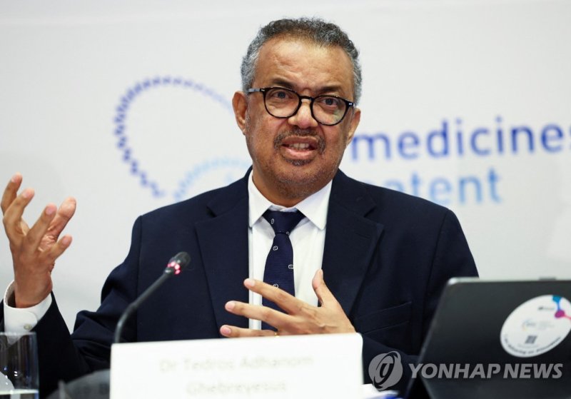 The head of the World Health Organization (WHO), Dr Tedros Adhanom Ghebreyesus speaks during a breakfast meeting with delegates and media, ahead of his visit to the launch of a WHO-backed mRNA vaccine production and technology transfer hub in Cape Town, South Africa, April 20, 2023, REUTERS/Esa Alex