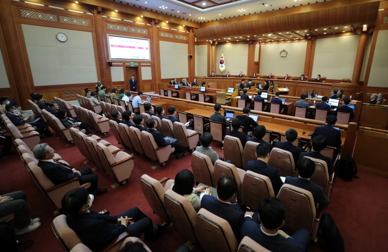 9일 오후 서울 종로구 헌법재판소 대심판정에서 이상민 행정안전부 장관의 탄핵심판 1차 변론기일이 열리고 있다. 2023.5.9/뉴스1 ⓒ News1 구윤성 기자