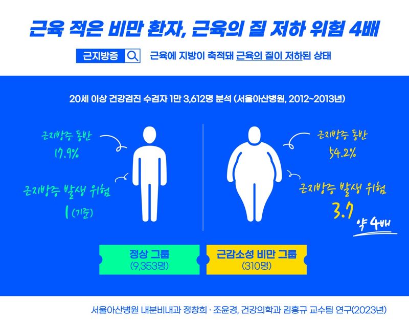 근감소성 비만 그룹과 정상 그룹의 근지방증 발생 위험도 분석. 서울아산병원 제공