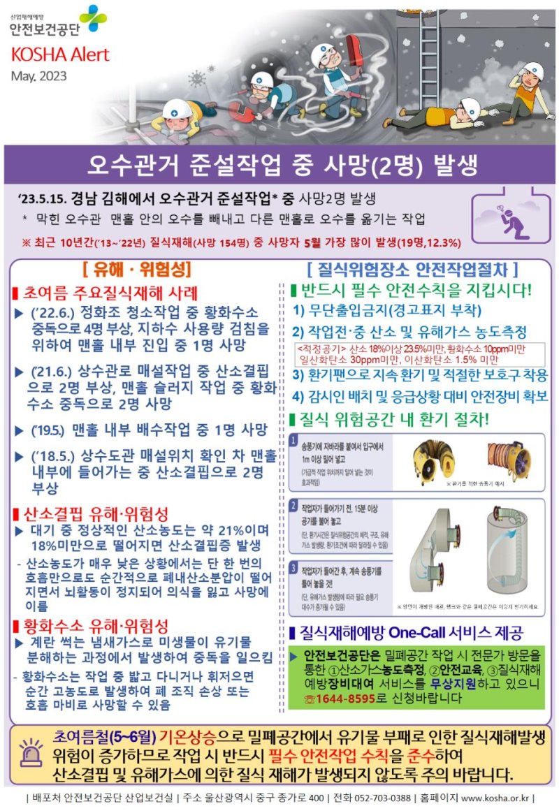 "여름 밀폐작업시 질식 가능성↑"…정부, 고위험 사업장 집중감독