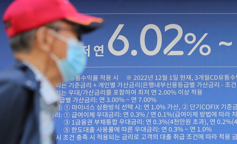 23일 오후 서울에 위치한 은행에 대출 안내 현수막이 걸려있다. 한국은행이 발표한 '2023년 1분기 가계신용(잠정)'에 따르면 올해 1~3월 가계신용 잔액은 1853조9000억원으로 전분기 말에 비해 13조7000억원 감소해 통계 작성이래 가장 큰 폭으로 줄었다. 주택 거래가 늘어나면서 주택담보대출은 늘었지만 고금리에 신용대출은 상환이 늘어난 것으로 나타났다. 2023.5.23/뉴스1 /