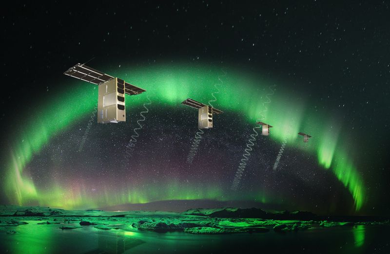 한국천문연구원이 개발한 도요샛 4기 중 교신되지 않았던 1기 '다솔'의 비콘신호를 대만지역에서 포착했다. 사진은 편대비행을 통해 우주 날씨를 관측하는 도요샛 4기의 가상도. 천문연구원 제공