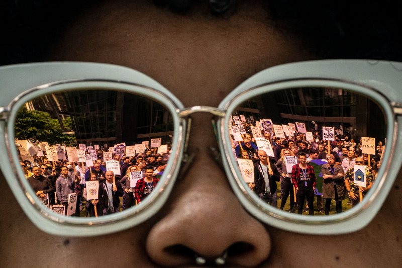 올해 상반기 세계적 상거래 기업 아마존의 미국 시애틀 본사에서 노조가 사측의 해고 문제 등에 대해 시위를 하고 있다. /사진=AFP연합뉴스