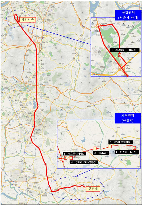 20일부터 신설되는 안성 4401번 노선 운행도. 국토교통부 제공