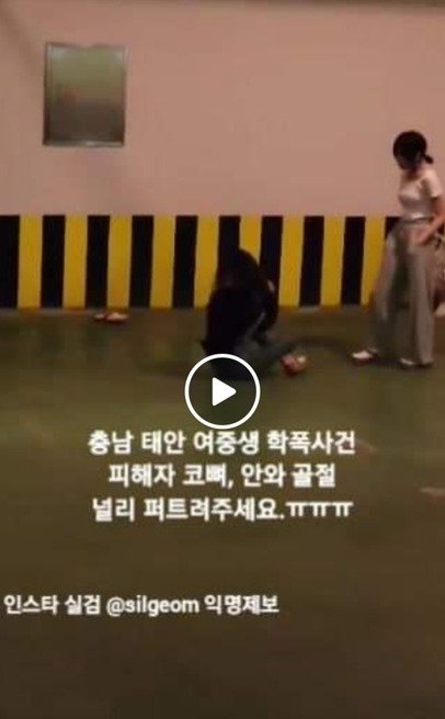 SNS에 유포된 태안 여중생 학교폭력 영상 캡처. /사진=뉴스1