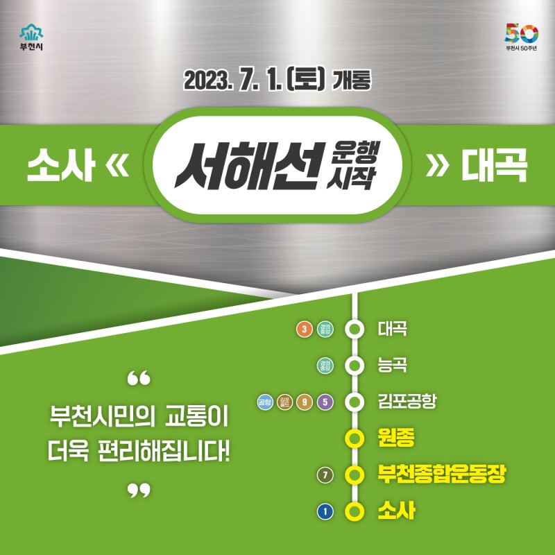 [부천=뉴시스] 정일형 기자 = 소사대곡선(서해선) 개통 카드뉴스. (사진은 부천시 제공)