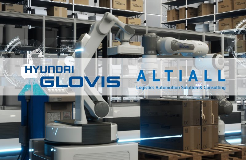 현대글로비스는 물류 자동화 솔루션 전문기업 알티올과 지분 인수 관련 주식매매계약(SPA)을 체결했다. 사진은 회사로고와 현대글로벌스의 물류자동화 솔루션. 현대글로비스 제공