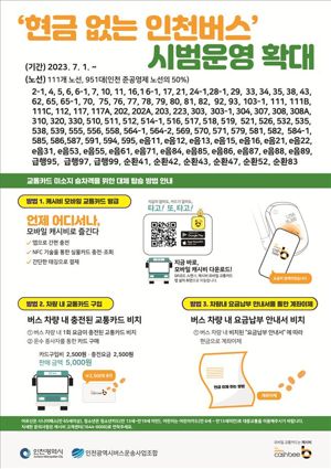 인천시 ‘현금 없는 버스’ 50%로 확대…다양한 결제 수단 마련