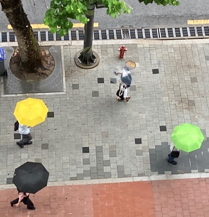 21일 우산을 쓴 직장인들이 서울 서초구에서 출근길에 나서고 있다. 사진=김경수 기자