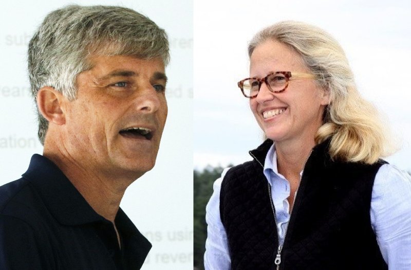 [서울=뉴시스] 타이태닉호 탐사 잠수정 사업을 벌인 '오션게이트익스페디션'의 최고경영자(CEO) 스톡턴 러시(왼쪽)의 부인인 웬디 러시가 타이태닉호 침몰 사고로 사망한 스트라우스 부부의 고손녀라고 21일 미국 뉴욕타임스는 보도했다. 사진은 잠수정 폭발로 사망한 오션게이트익스페디션 CEO 스톡턴과 스트라우스 부부의 고손녀로 밝혀진 그의 부인 웬디 (사진=AP, 링크드인 갈무리) 2023.06.23. *재판매 및 DB 금지