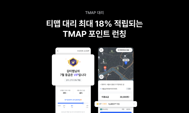 "3만원 쓰면 최대 5400원 적립"…TMAP, 포인트제 도입