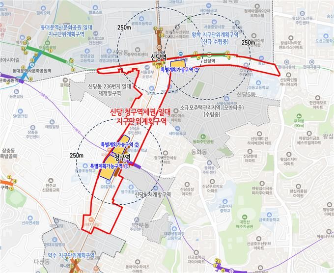 중구 신당동 100번지 일대 위치도. 서울시 제공